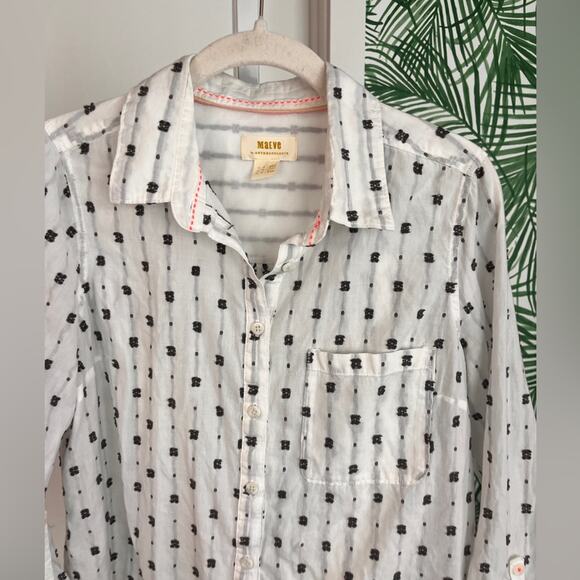 Anthropologie Maeve Clip Dot Relaxed Button down Shirt Size 10 - Picture 2 of 12